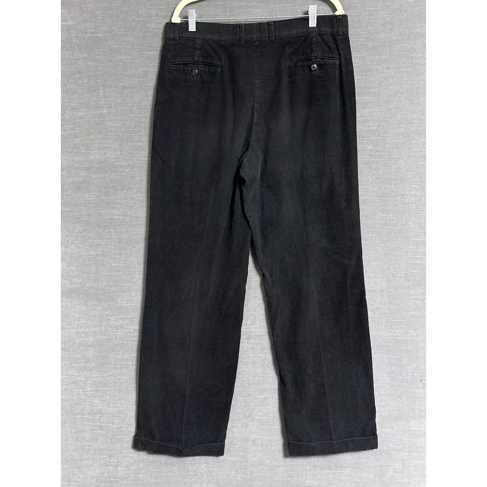 Vintage Louis Raphael Pants 36x31‎ Black Corduroy Pleated Cuffed 90s y2k Fall